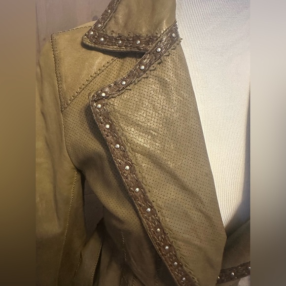 Benedetta Novi Olive Green Women's leather Coat, size M - Picture 4 of 12